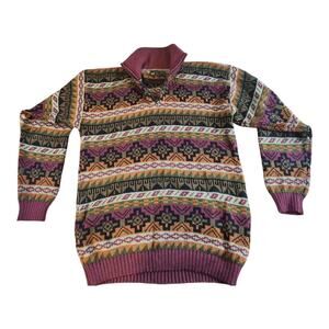 Artesanias Inka 100% alpaca pull on sweater 1/4 zip sz Large western aztec